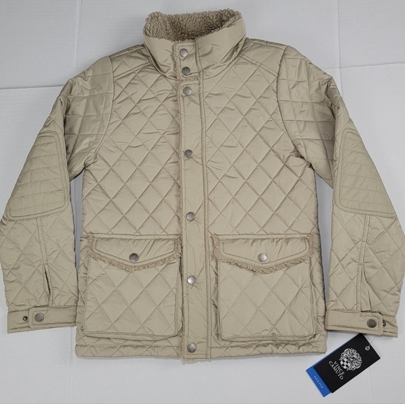 Vince Camuto Quilted Jacket Faux Fur Color Khaki V220D16 Women’s Size S/8 New - Picture 1 of 13